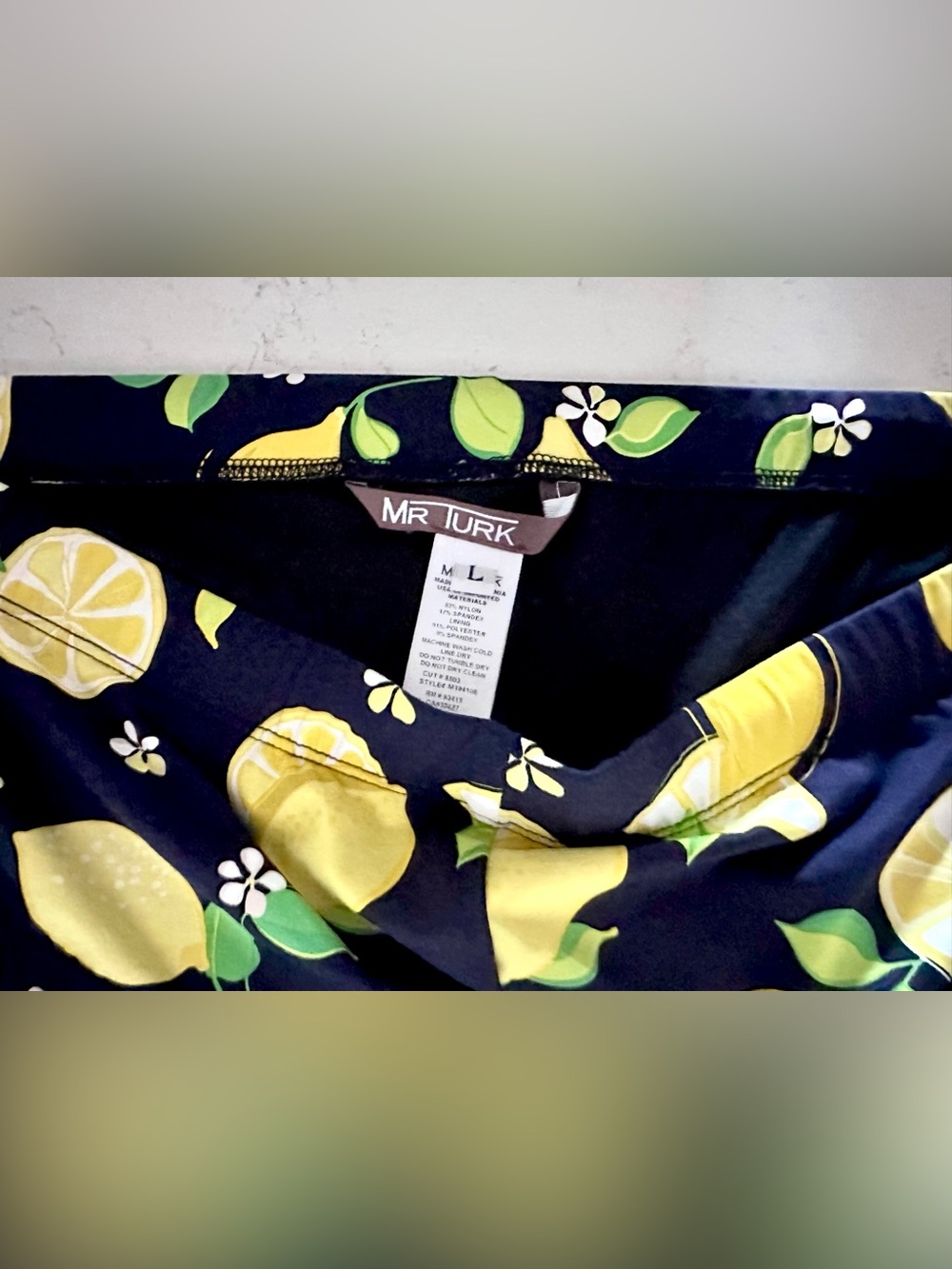 Mr Turk Men's Navy Lemon-Print Swim Trunks